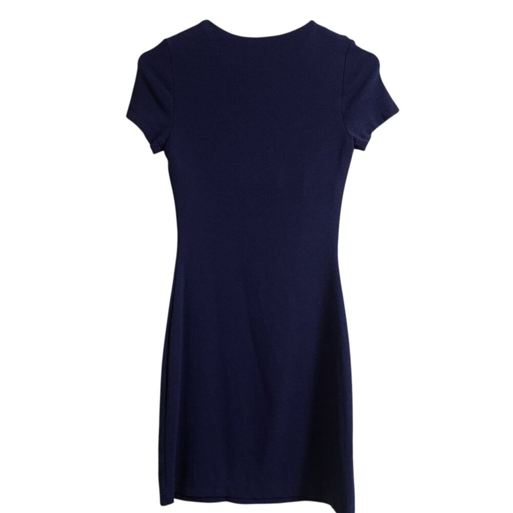 OGL MOVE Plantive Ribbed Cotton Crewneck Short Sleeve Brami Dress Navy Blue S - Picture 3 of 16